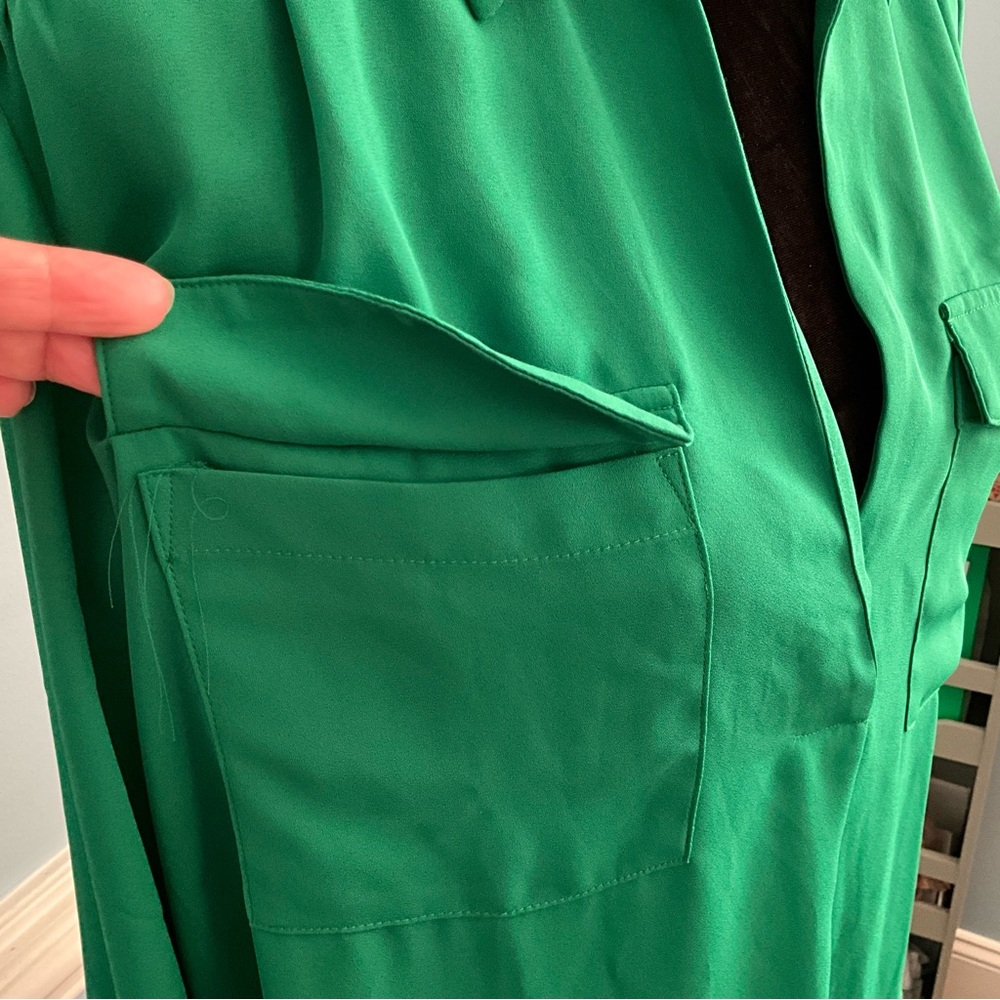 Ann Taylor Blouse Large Blouse Kelly Green Top - Picture 6 of 10